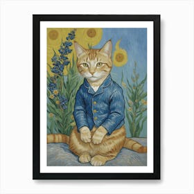 Cat In Blue Jacket Art Print