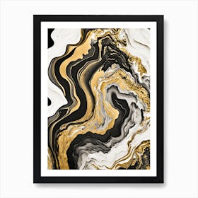 Abstract Gold And Black Marble Painting Art Print