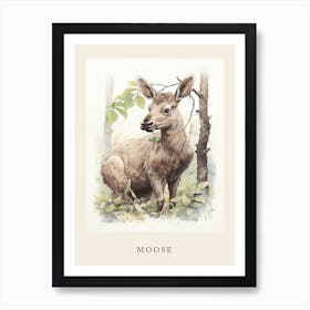 Beatrix Potter Inspired  Animal Watercolour Moose 3 Art Print