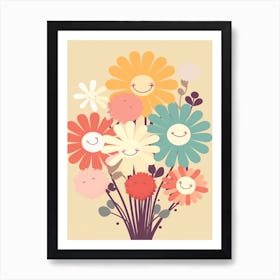 Flower Bouquet Kawaii Illustration 1 Art Print