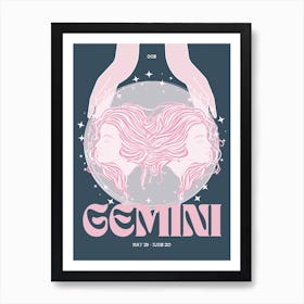 Navy Zodiac Gemini Art Print
