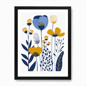 Blue And Yellow Flowers 5 Art Print