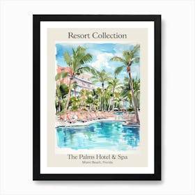 Poster Of The Palms Hotel & Spa   Miami Beach, Florida   Resort Collection Storybook Illustration 4 Art Print