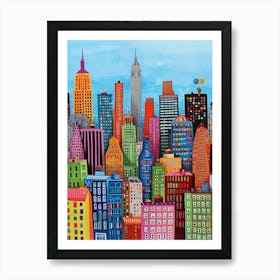 Kitsch Colourful New York Painting 2 Art Print