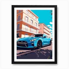 A Nissan Gt R In French Riviera Car Illustration 2 Art Print
