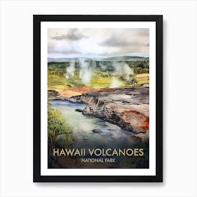 Hawaii Volcanoes National Park Watercolour Vintage Travel Poster 1 Art Print