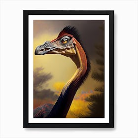 Gallimimus Illustration Dinosaur Art Print