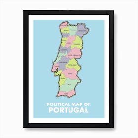 Political Map Of Portugal. Affiche