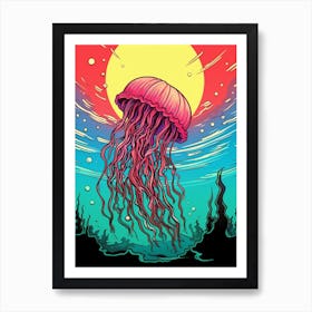 Jellyfish Retro Pop Art 3 Art Print