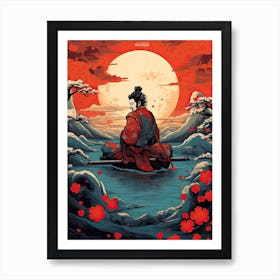 Samurai Ukiyo E Style Illustration 2 Art Print