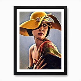 Woman In Yellow Hat Greeting Card Art Print