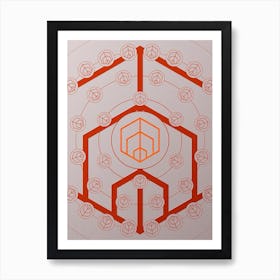 Geometric Abstract Glyph Circle Array in Tomato Red n.0115 Art Print
