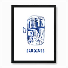 Blue Sardines Tin Poster Art Print