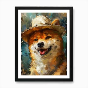 Oil Painting Smiling Shiba Inu 1 Art Print