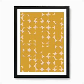 Mustard Yellow and Peach Geometric Art Print Art Print