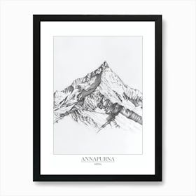 Annapurna Nepal Line Drawing 4 Poster Art Print