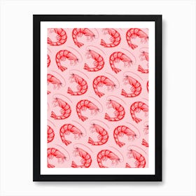 Troupe Of Shrimps Blush Art Print