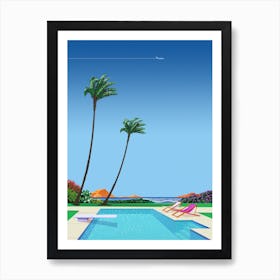 Texas, USA, pool, beach — City Pop art, retrowave/vaporwave poster, 80s, aesthetic poster Art Print