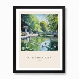 St Stephens Green Dublin 4 Vintage Cezanne Inspired Poster Art Print