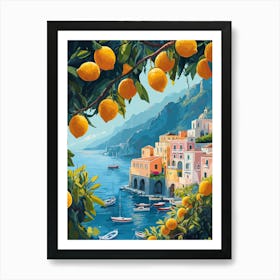 Lemon Trees Overlooking The Amalfi Coast Art Print