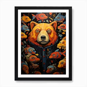 Bear With Fishes Art Print