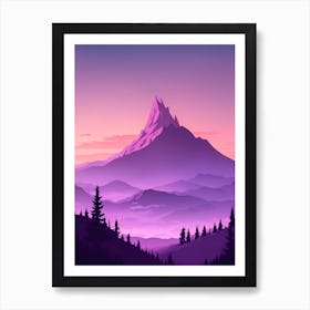 Misty Mountains Vertical Composition In Purple Tone 69 Art Print