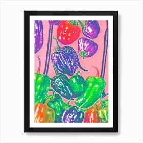 Habanero Pepper 2 Risograph Retro Poster vegetable Art Print