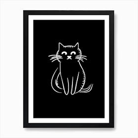 Abstract Sketch Cat Line Drawing 5 Art Print