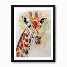 Giraffe Pastel Watercolour 2 Art Print