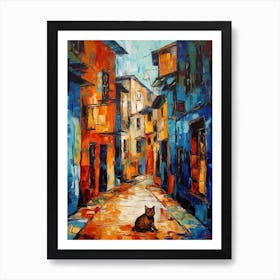Painting Of Buenos Aires With A Cat In The Style Of Expressionism 2 Art Print