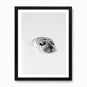 Ringed Seal Black & White Drawing Art Print