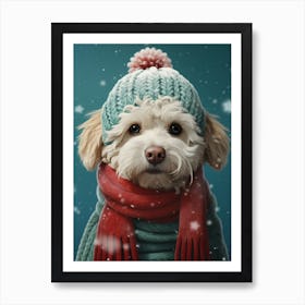 Dog In Winter Hat Art Print