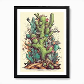 Surreal Cactus Illustration Art Print