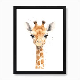 Watercolour Jungle Animal Baby Giraffe 4 Art Print