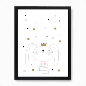 Scandi Cute Bunny With Star Art Print