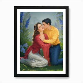 Kissing In The Woods Art Print