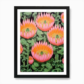 Mexican Style Cactus Illustration Gymnocalycium Cactus 2 Art Print