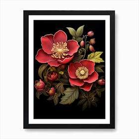 Lenten Rose 1 William Morris Style Winter Florals Art Print