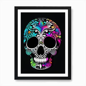 Skull With Vibrant Colors Doodle Art Print
