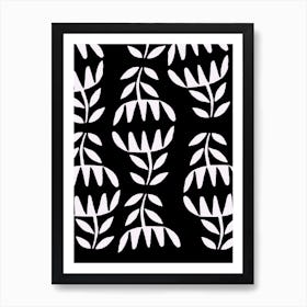 Black And White Leaves Art Print