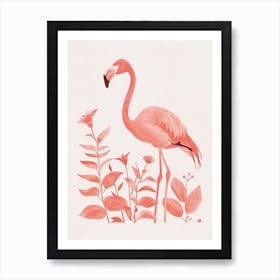 Chilean Flamingo Heliconia Minimalist Illustration 4 Art Print