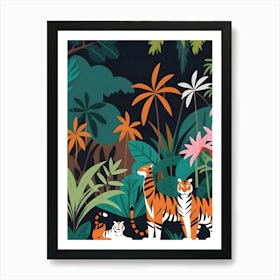 Tropical Tiger Trio Art Print