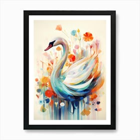 Bird Painting Collage Swan 2 Art Print