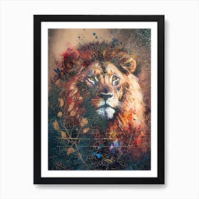 Lion Art Illustration In A Photomontage Style 01 1 Art Print