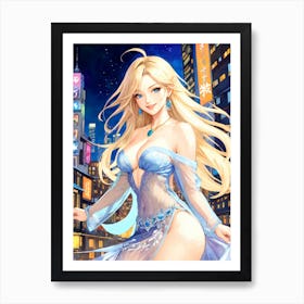 Sexy Anime Girl Painting (1) Art Print