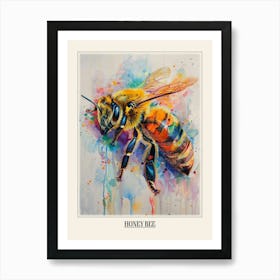 Honey Bee Colourful Watercolour 2 Poster Art Print