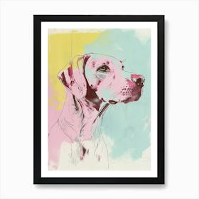 Pastel Watercolour Hound Dog Line Illustration 1 Art Print