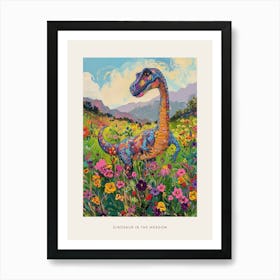 Dinosaur In The Meadow Painting 2 Poster Art Print