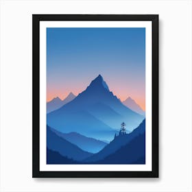 Misty Mountains Vertical Composition In Blue Tone 89 Art Print