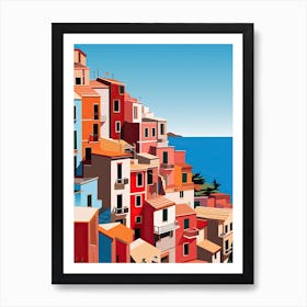 Cinque Terre, Italy, Bold Outlines 2 Art Print